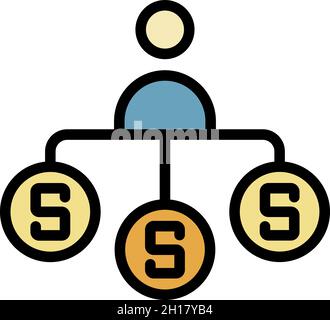 Man financial connection icon. Outline man financial connection vector icon color flat isolated Stock Vector