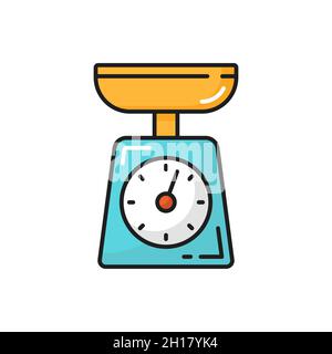 Scale kitchen digital electronic vector or food weigh libra measure icon  isolated machine flat cartoon illustration on white modern cutout graphic  clipart Stock Vector