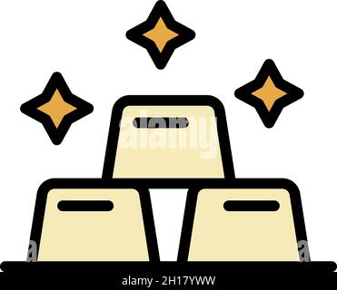 Three bars of gold icon. Outline three bars of gold vector icon color flat isolated Stock Vector