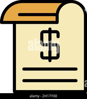 Cash check icon. Outline cash check vector icon color flat isolated Stock Vector