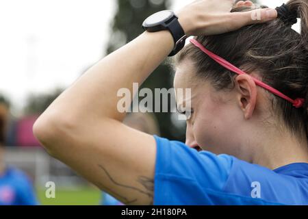 London, UK. 17th Oct, 2021. London, England, October 17th 20 Sarah Milner (17 Dulwich Hamlet) prior to the London and South East Regional Womens Premier game between Dulwich Hamlet and Ashford at Champion Hill in London, England. Liam Asman/SPP Credit: SPP Sport Press Photo. /Alamy Live News Stock Photo