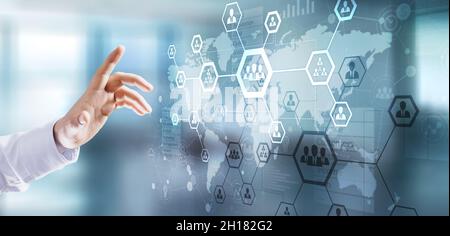 HR, Human resources management, recruitment, outsourcing. Business and modern technology concept. Stock Photo