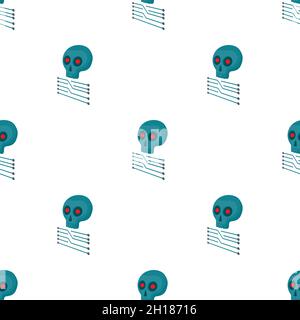 CPU with a skull pattern seamless background texture repeat wallpaper geometric vector Stock Vector