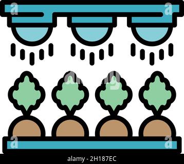 Farm carrot irrigation icon. Outline farm carrot irrigation vector icon color flat isolated Stock Vector