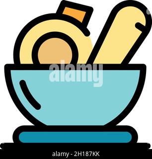 Condiment pots icon. Outline condiment pots vector icon color flat isolated Stock Vector