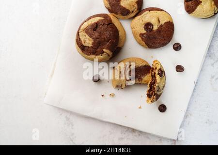 Homemade Marbled chocolate chip cookies - Christmas holiday desserts Stock Photo