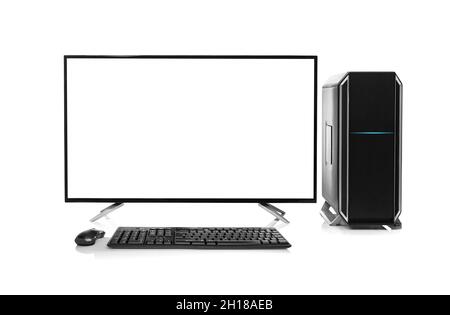 Black desktop computer isolated on a white background Stock Photo