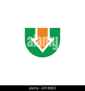 letter u simple pointing arrow geometric colors logo vector Stock Vector