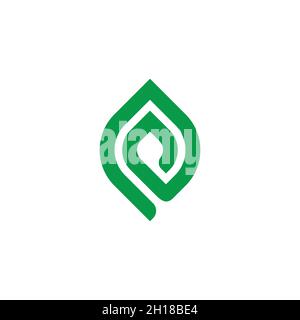 spiral geometry green leaf simple logo vector Stock Vector