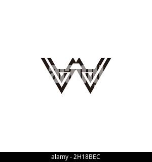 letter wv simple geometric line logo vector Stock Vector
