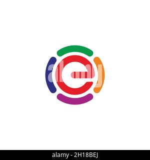 letter e circle motion process symbol colorful logo vector Stock Vector