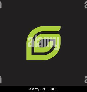 letter gg spiral leaf shape geometric line design logo vector Stock Vector