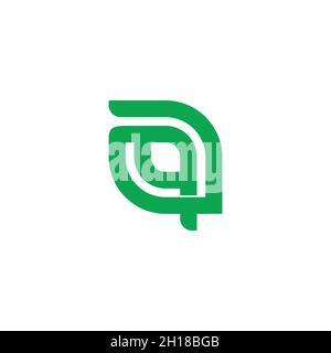 letter a q leaf shape linked overlap line geometric logo vector Stock Vector