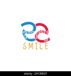 letter ea ambigram smile fun abstract geometric logo vector Stock Vector