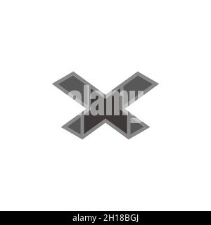 letter x up design outline geometric 3d flat logo vector Stock Vector