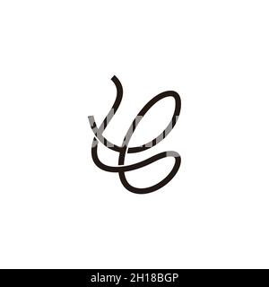 letter tb curves overlapping thread line logo vector Stock Vector
