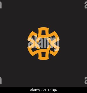 linked flat 3d triangle simple curves geometric logo vector Stock Vector