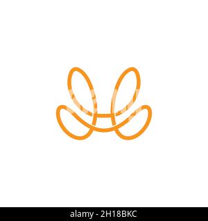 letter h b abstract cool linear wings design beauty logo vector Stock Vector