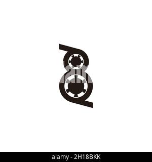 number 8 wheels tires belt symbol logo vector Stock Vector