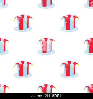 Jester hat pattern seamless background texture repeat wallpaper geometric vector Stock Vector