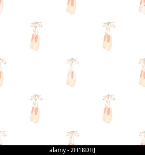 Hanging ballet shoes pattern seamless background texture repeat wallpaper geometric vector Stock Vector
