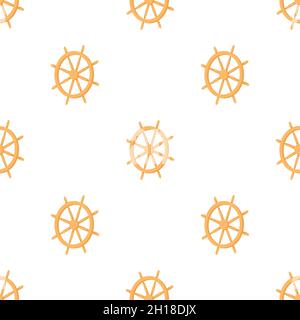 Wooden ship wheel pattern seamless background texture repeat wallpaper geometric vector Stock Vector