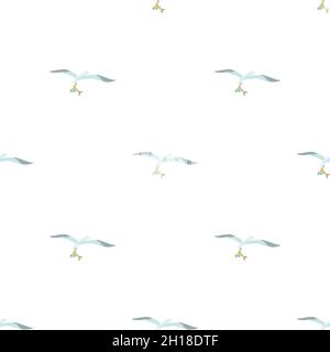 Seagull is carrying a fish in a beak pattern seamless background texture repeat wallpaper geometric vector Stock Vector