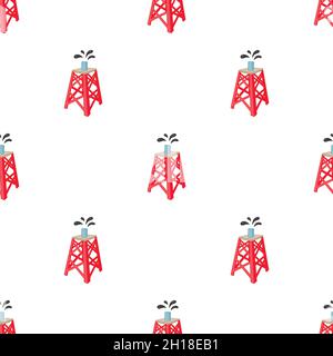 Oil rig pattern seamless background texture repeat wallpaper geometric vector Stock Vector