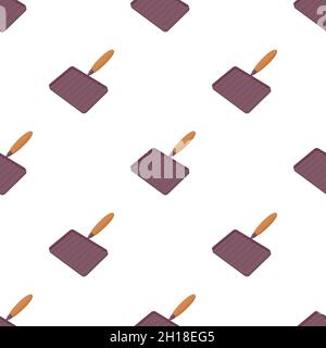 Grill pan with a wooden handle pattern seamless background texture repeat wallpaper geometric vector Stock Vector