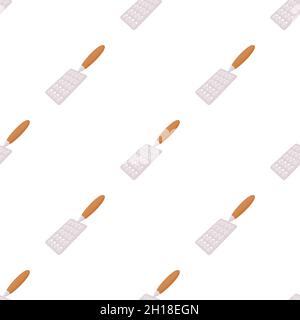 Cheese grater with a wooden handle pattern seamless background texture repeat wallpaper geometric vector Stock Vector