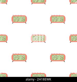 Retro digital table clock pattern seamless background texture repeat wallpaper geometric vector Stock Vector