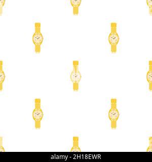 Yellow wrist watch pattern seamless background texture repeat wallpaper geometric vector Stock Vector