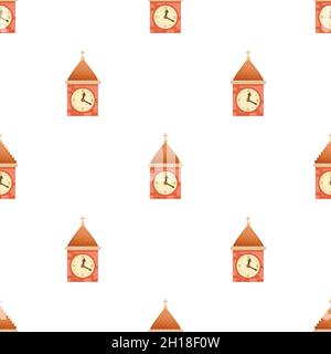 Vintage wooden clock pattern seamless background texture repeat wallpaper geometric vector Stock Vector
