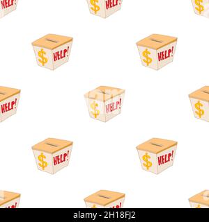 Box with cash donations pattern seamless background texture repeat wallpaper geometric vector Stock Vector