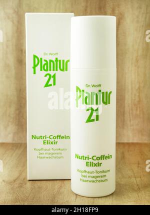 Hamburg, Germany - October 10  2021:  Dr. Wolff Plantur 21 Elixir Tonikum Nutri-Coffein Stock Photo