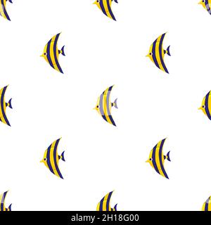 Fish zanclus pattern seamless background texture repeat wallpaper geometric vector Stock Vector