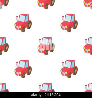 Red tractor pattern seamless background texture repeat wallpaper geometric vector Stock Vector