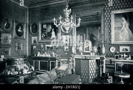 Sitting Room in Windsor Castle during reign of Queen Victoria in 19th Century circles 1890 Stock Photo