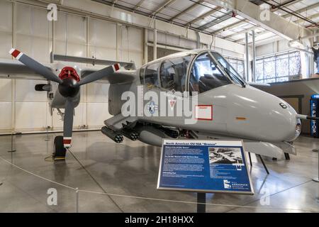 A North American OV-10A Bronco light attack and observation aircraft in the Hill Aerospace Museum. Stock Photo