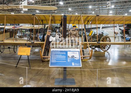 The 1911 Burgess-Wright Model F Flyer was used as a flight trainer by the U.S. Army Signal Corps.  Hill Aerospace Museum. Stock Photo