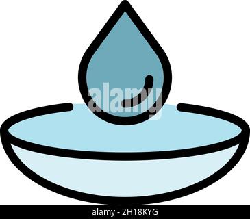 Drop in contact lens icon. Outline drop in contact lens vector icon color flat isolated Stock Vector
