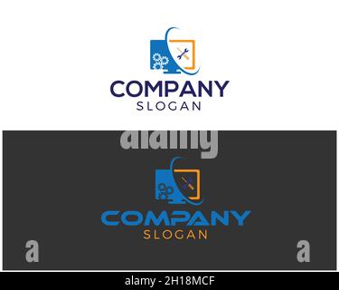 Technology Company Logo Concept Stock Vector