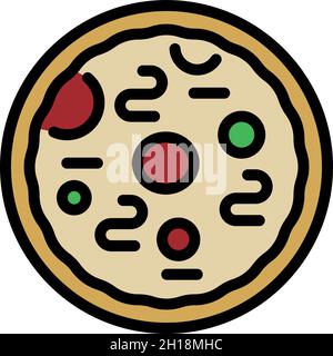 Anchovy pizza icon. Outline anchovy pizza vector icon color flat isolated Stock Vector