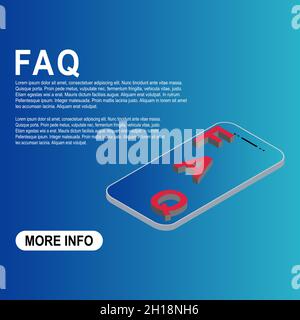FAQ, 3D template frequently asked questions vector icon. Information speech bubble symbol, help message . Stock Vector
