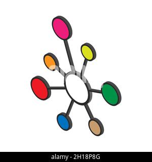 Hub flat network icon, connect structure vector symbol isolated on white background, technology system . Stock Vector