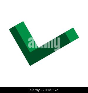 Check isometric mark, tick icon, succes - yes vector illustration isolated on background, vote positive . Stock Vector