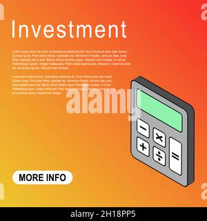 3D Calculator icon, mathematics web button vector illustration. Internet website finance technology design . Stock Vector