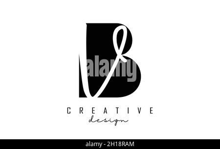 Letters BV b v Logo with a minimalist design. Letters B and V with geometric and handwritten typography. Creative Vector Illustration with letters B a Stock Vector