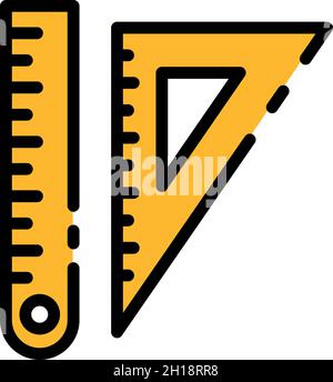 Ruler triangular icon. Outline ruler triangular vector icon color flat isolated Stock Vector