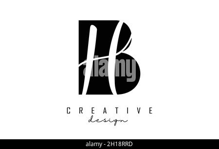 Letters BH b h Logo with a minimalist design. Letters B and H with geometric and handwritten typography. Creative Vector Illustration with letters B a Stock Vector